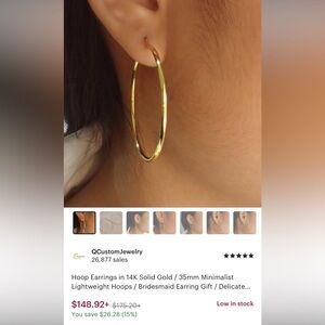 14K Gold Minimalist Hoop Earrings